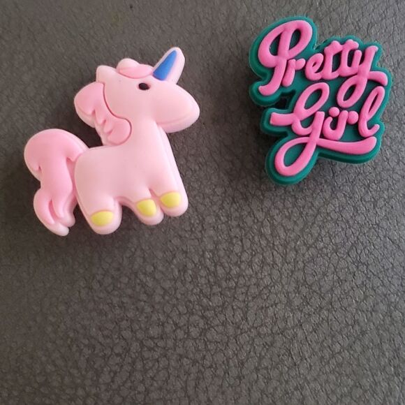 3-for$15 Set of 2 Crocs charm, unicorn and pretty girl. NEW. Unique. - Picture 1 of 2